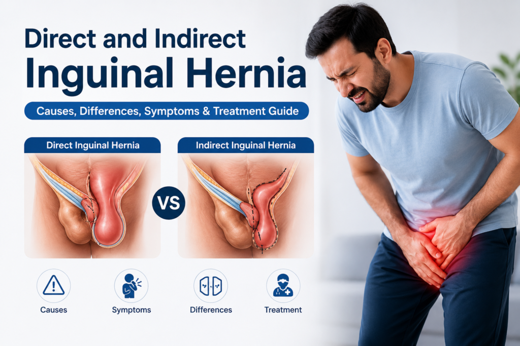 direct and indirect inguinal hernia